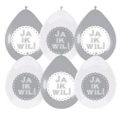 TWM svatební balónky `` Ano, chci '' 6 kusů 30 cm stříbrná / bílá