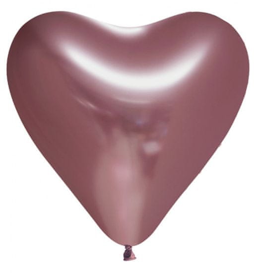TWM Zrcadlový balónek srdce 30 cm latexové růžové zlato 6 ks