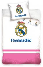 TWM Povlak na přikrývku Logo Real Madrid růžová / bílá 100 x 135 cm