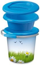 TWM kbelík Květiny 12 litrů modrozelený třídílný