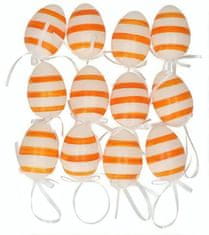 TWM ozdobná kraslice, 6 cm, bílá a oranžová, 12 kusů