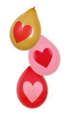 TWM Zamilované balónky 25 cm červené / růžové / zlaté latexové 6 ks