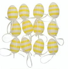 TWM ozdobná kraslice 6 cm bílá a žlutá 12 kusů