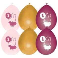 TWM Miffy balónky k prvním narozeninám růžové 6 ks