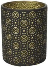 TWM držák na čajovou svíčku Hailey L 12,5 cm černé/zlaté sklo