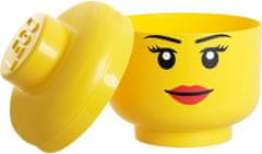 TWM box hlava na uskladnění Dívka velká 24 x 27 cm žlutý polypropylen