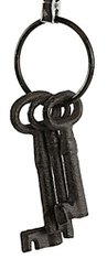 TWM Závěsný svazek ozdobných klíčů Ray 15 x 4 cm ocelově šedý