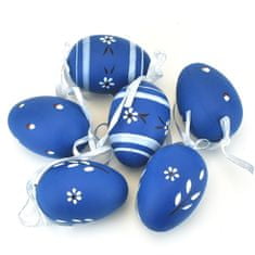 Dommio Velikonoční vajíčka malovaná, modrá, 6 ks, 6x4 cm