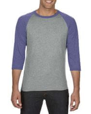 Anvil Baseballové tričko s 3/4 rukávy, šedá/modrá, XXL