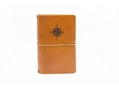 Finebook Kožený zápisník ANTON ve stylu Midori se znakem kompasu, velikost A6 110x160mm