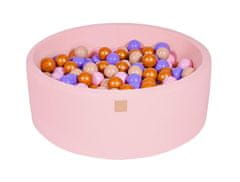 MeowBaby® Kuličkový bazén 90X30cm/200 kuliček 7Compour Hračky pro batolata z kulaté pěny Vyrobeno v EU Světle růžová: zlatá/béžová/pastelově růžová/fialová