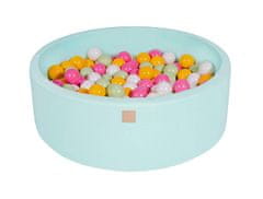 MeowBaby® Kuličkový bazén 90X30cm/200 kuliček 7Compour Hračky pro batolata z kulaté pěny Vyrobeno v EU Máta: bílá/světle zelená/světle růžová/žlutá