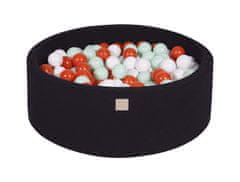 MeowBaby® Kuličkový bazén 90X30cm/200 kuliček 7Compour Hračky pro batolata z kulaté pěny Vyrobeno v EU Černá: oranžová/bílá/mátová