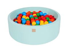 MeowBaby® Kuličkový bazén 90X30cm/200 kuliček 7Compour Hračky pro batolata z kulaté pěny Vyrobeno v EU Máta: žlutá/červená/tmavě zelená/oranžová/modrá