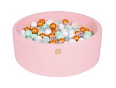 MeowBaby® Kuličkový bazén 90X30cm/200 kuliček 7Compour Hračky pro batolata z kulaté pěny Vyrobeno v EU Světle růžová: bílá/žlutá/průhledná/mátová
