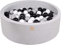 MeowBaby® Kuličkový bazén 90X30cm/200 kuliček 7 Compour Hračky pro batolata z kulaté pěny Vyrobeno v EU Světle šedá: bílá/šedá/černá
