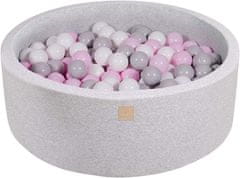 MeowBaby® Kuličkový bazén 90X30cm/200 kuliček 7Compour Hračky pro batolata z kulaté pěny Vyrobeno v EU Světle šedá: pastelově růžová/šedá/bílá