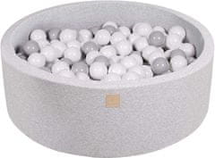 MeowBaby® Kuličkový bazén 90X30cm/200 kuliček 7 Compour Hračky pro batolata z kulaté pěny Vyrobeno v EU Světle šedá: šedá/bílá