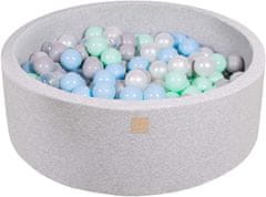 MeowBaby® Kuličkový bazén 90X30cm/200 kuliček 7Compour Hračky pro batolata z kulaté pěny Vyrobeno v EU Světle šedá: perleťově bílá/šedá/průhledná/mátová/dětská modrá