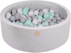 MeowBaby® Kuličkový bazén 90X30cm/200 kuliček 7Compour Hračky pro batolata z kulaté pěny Vyrobeno v EU Světle šedá: mátová/bílá/šedá