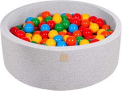 MeowBaby® Kuličkový bazén 90X30cm/200 kuliček 7Compour Hračky pro batolata z kulaté pěny Vyrobeno v EU Světle šedá: žlutá/červená/tmavě zelená/oranžová/modrá