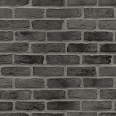 Vliesová černá tapeta na zeď cihly, cihlová zeď 139138, Black & White, 0,53 x 10,05 m