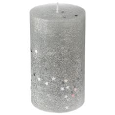 Feeric Lights Kulatá svíčka s hvězdami, velikost L, stříbrná, 12 cm