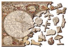 Wooden city Dřevěné puzzle Antická mapa světa 2v1, 75 dílků EKO