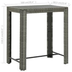 Greatstore Zahradní barový stůl šedý 100 x 60,5 x 110,5 cm polyratan