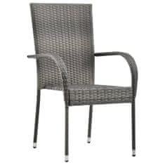 Greatstore Stohovatelné zahradní židle 4 ks šedé polyratan