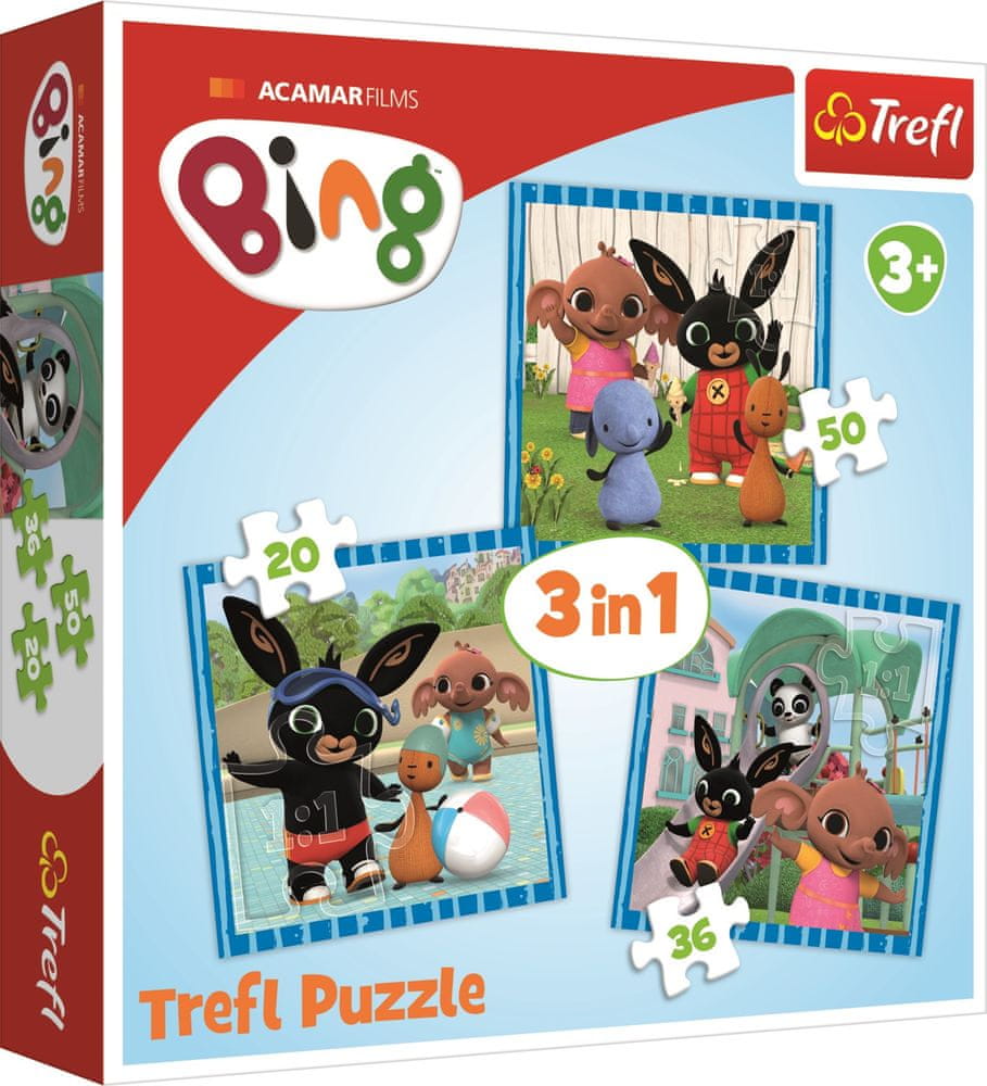Trefl Puzzle 3v1 Bing Bunny Zábava s přáteli