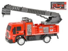 Mikro Trading Auto hasiči 20,5 cm na setrvačník výsuvný a otočný žebřík v krabičce