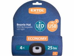 Extol Light Čepice modrá s čelovým světlem, LED 4x25lm, 250mAh Li-ion, nabíjení přes USB