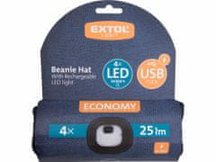 Extol Light Čepice tmavě-modrá s čelovým světlem, LED 4x25lm, 250mAh Li-ion, nabíjení přes USB