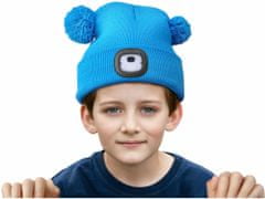 Extol Light Čepice modrá dětská s čelovým světlem, LED 4x25lm, 250mAh Li-ion, nabíjení přes USB