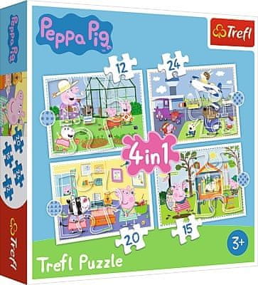 Levně Trefl Puzzle 4v1 Peppa Pig Vzpomínka na prázdniny