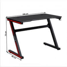 ATAN Herní stůl / počítačový stůl MACKENZIE 100cm - černá / červená