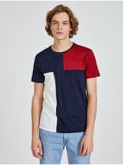 Tommy Hilfiger Červeno-bílo-modré pánské tričko Tommy Hilfiger Colorblock M