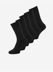 Jack&Jones Sada pěti párů černých ponožek Jack & Jones Basic Bamboo UNI