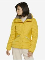 Tom Tailor Žlutá dámská prošívaná zimní bunda s límcem s umělým kožíškem Tom Tailor M