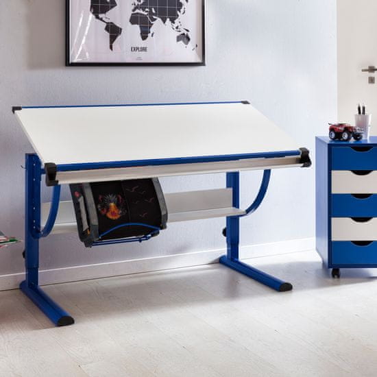 Bruxxi Pracovní stůl Moa, 118 cm, modrá
