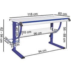 Bruxxi Pracovní stůl Moa, 118 cm, modrá