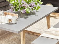 Beliani Zahradní stůl z betonu a akátového dřeva 180 x 90 cm ORIA