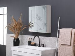 Beliani Koupelnová zrcadlová skříňka s LED osvětlením 60 x 60 cm bílo stříbrná CHABUNCO