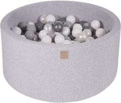 MeowBaby® Kuličkový bazén 90X40cm/300 kuliček 7 Compour Hračky pro batolata z kulaté pěny Vyrobeno v EU Světle šedá: bílá/šedá/perleťově bílá/stříbrná
