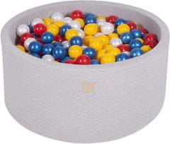 MeowBaby® Kuličkový bazén 90X40cm/300 kuliček 7 Cm pour Hračky pro batolata z kulaté pěny Vyrobeno v EU Světle šedá: červená/žlutá/bílá perleťová/perleťově modrá