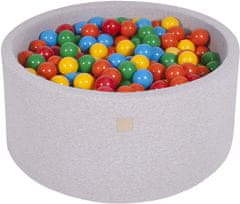 MeowBaby® Kuličkový bazén 90X40cm/300 kuliček 7 Cm pour Hračky pro batolata z kulaté pěny Vyrobeno v EU Světle šedá: žlutá/červená/tmavě zelená/oranžová/modrá