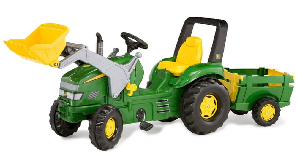 Rolly Toys Šlapací traktor X-Trac John Deere s předním nakl. a vlečkou