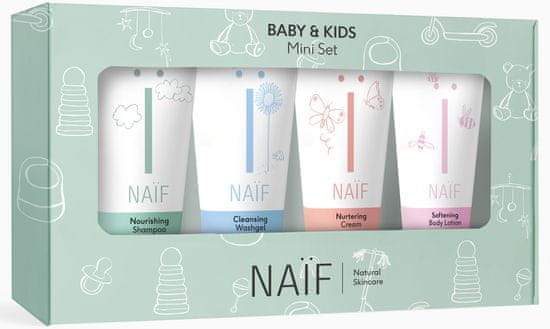 NAIF Set miniatur kosmetiky pro děti a miminka 4x15ml