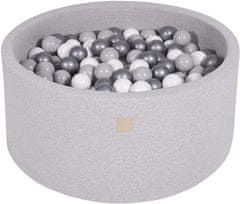 MeowBaby® Kuličkový bazén 90X40cm/300 kuliček 7 Cm pour Hračky pro batolata z kulaté pěny Vyrobeno v EU Světle šedá: bílá/šedá/stříbrná